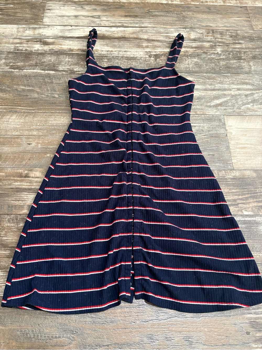 Blue Blush Navy Mini Dress with Red & White Stripes
